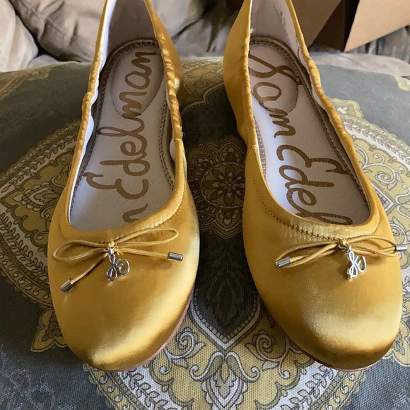 Sam Edelman Shoes - Sam Edelman Felicia Gold Satin Ballet Flats size 8